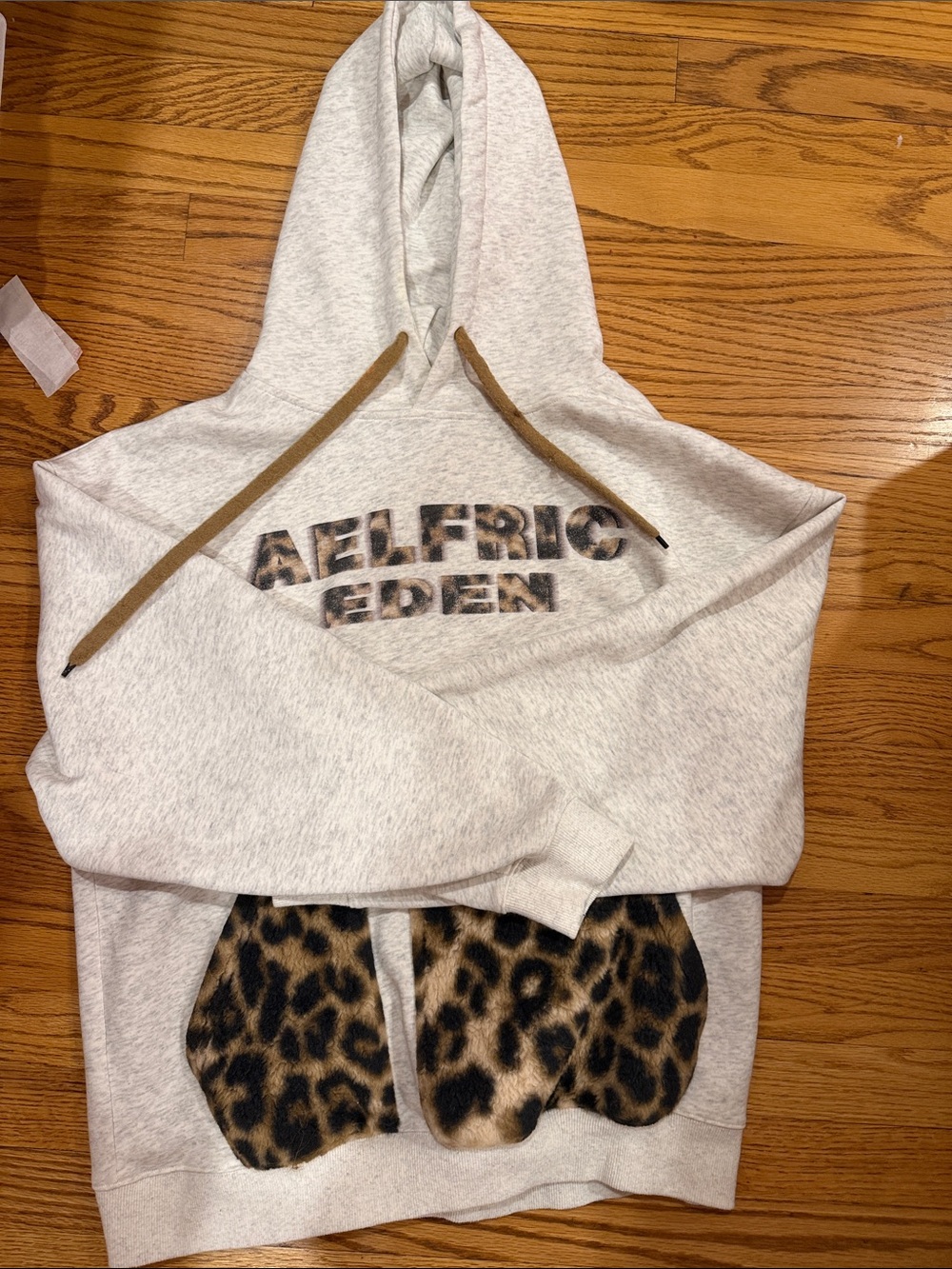 Aelfric Eden Heather Gray Hoodie with Leopard Print Accents